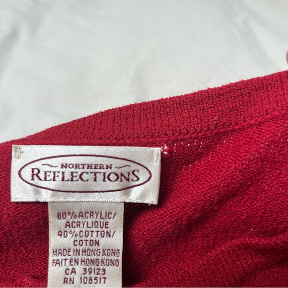Vintage Northern Reflections Red‎ Zip-Up Cardigan - Picture 4 of 5